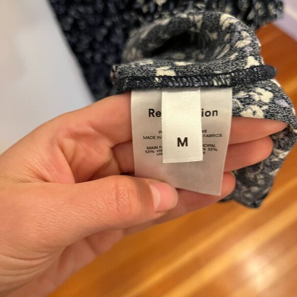 Reformation Hudsen Blue Mini Long Sleeve Floral Dress - Picture 8 of 9